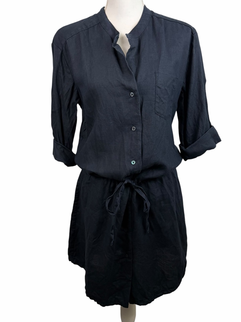 James Perse | Navy Blue Linen Button Shirt Dress